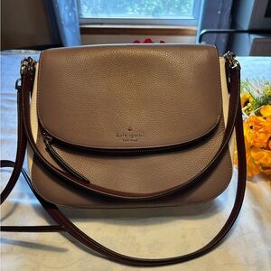 Kate Spade Taupe and Burgundy Crossbody Bag